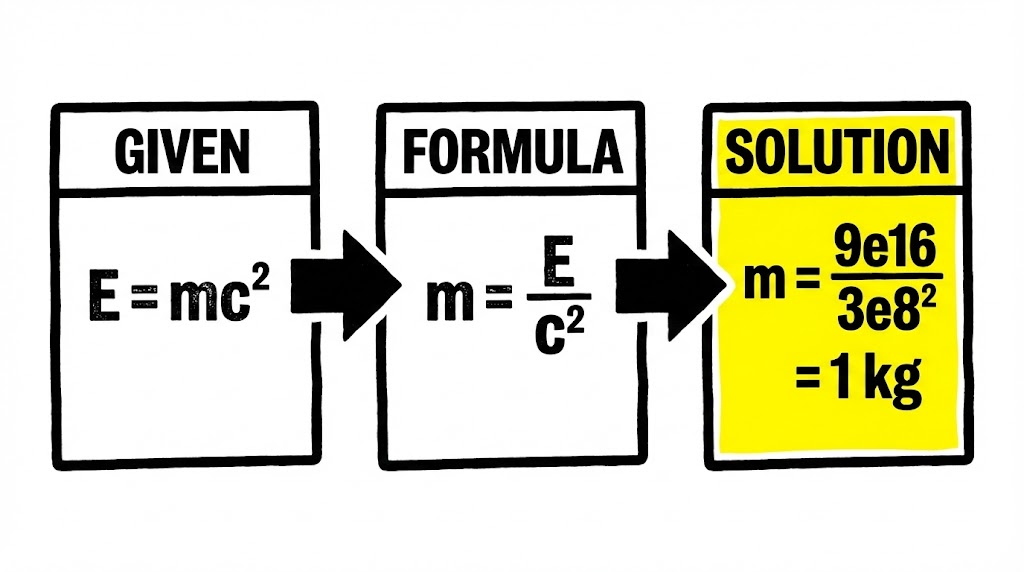 Step-by-step physics solution with numbered steps